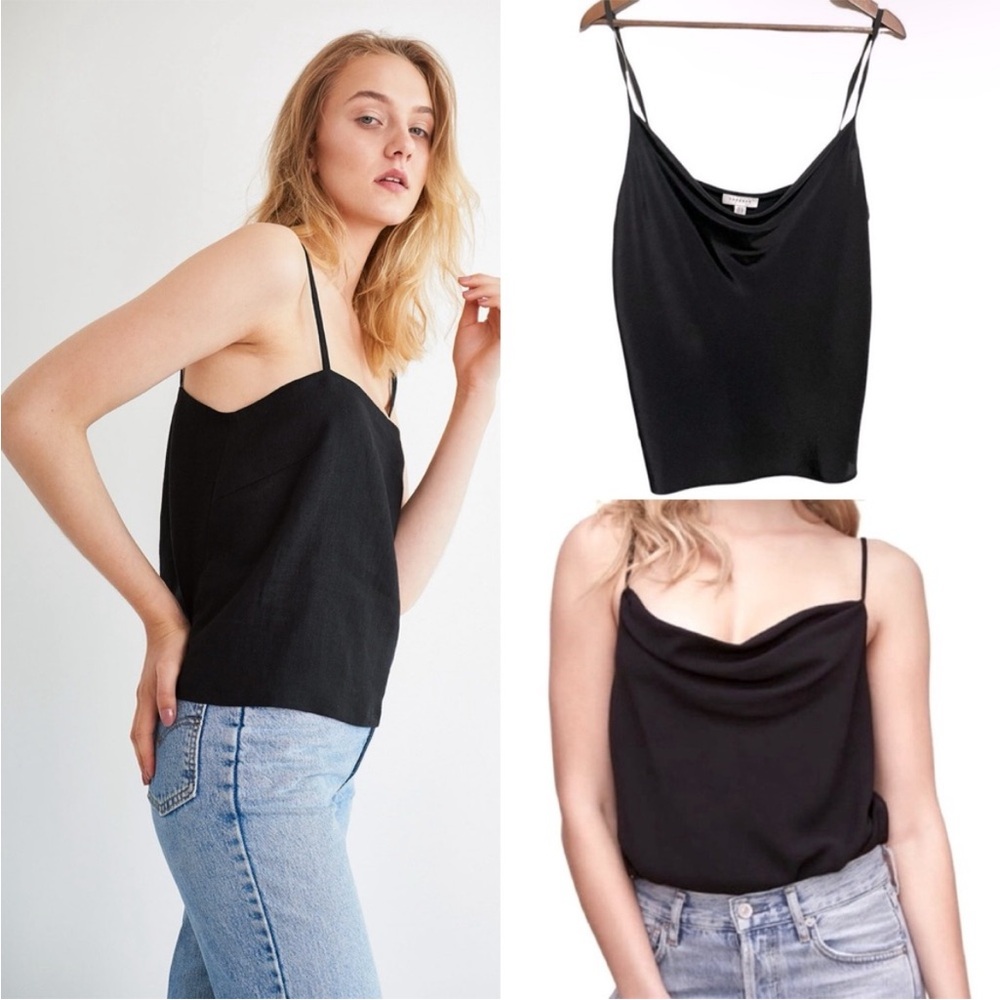 Topshop Womens Black Dressy Night Out Cowl Neck Spaghetti Strap Tank Top